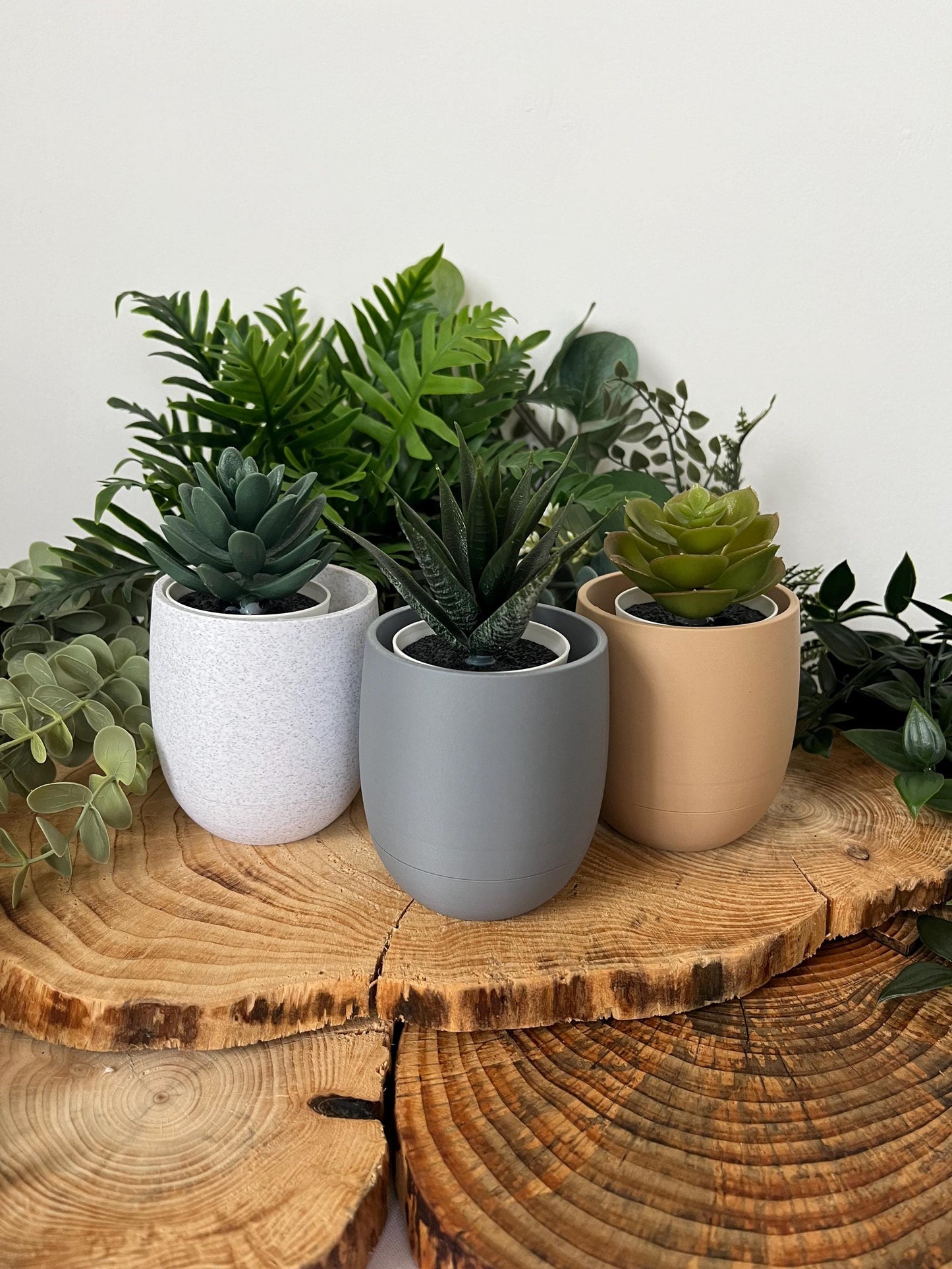 Simple Cup Planter with Hidden Drip Tray | Eco friendly Planter | 12 Colours | Renter Friendly