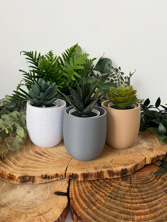 Simple Cup Planter with Hidden Drip Tray | Eco friendly Planter | 12 Colours | Renter Friendly